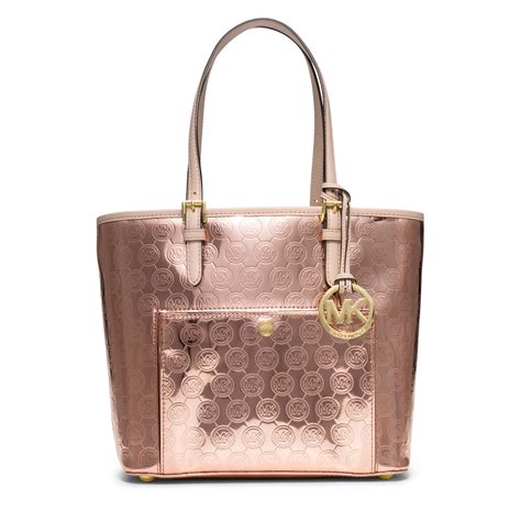 michael kors rose gold hardware handbag|Michael Kors large gold tote.